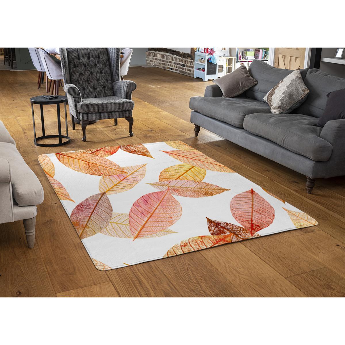 Autumn Toned Skeleton Leaves Rug - Orange / 230cm – image 3