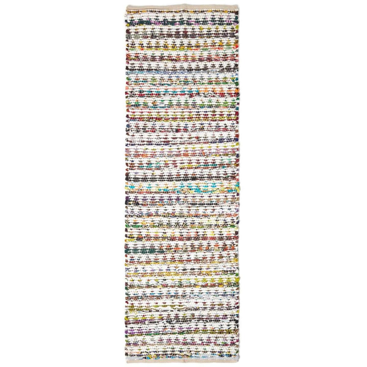Homescapes Handwoven Multi Coloured Cotton Diamond Chindi Rug - Multi Colour / 200cm – image 3