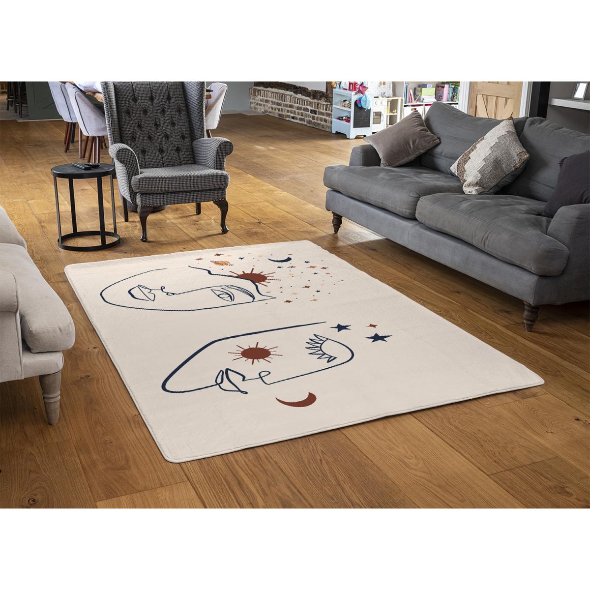 Celestial Elements Like Stars, Moon, Sun And Planets Designer Rug - White / 200cm – image 2