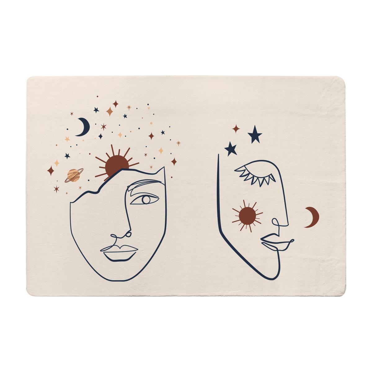 Celestial Elements Like Stars, Moon, Sun And Planets Designer Rug - White / 200cm – image 1