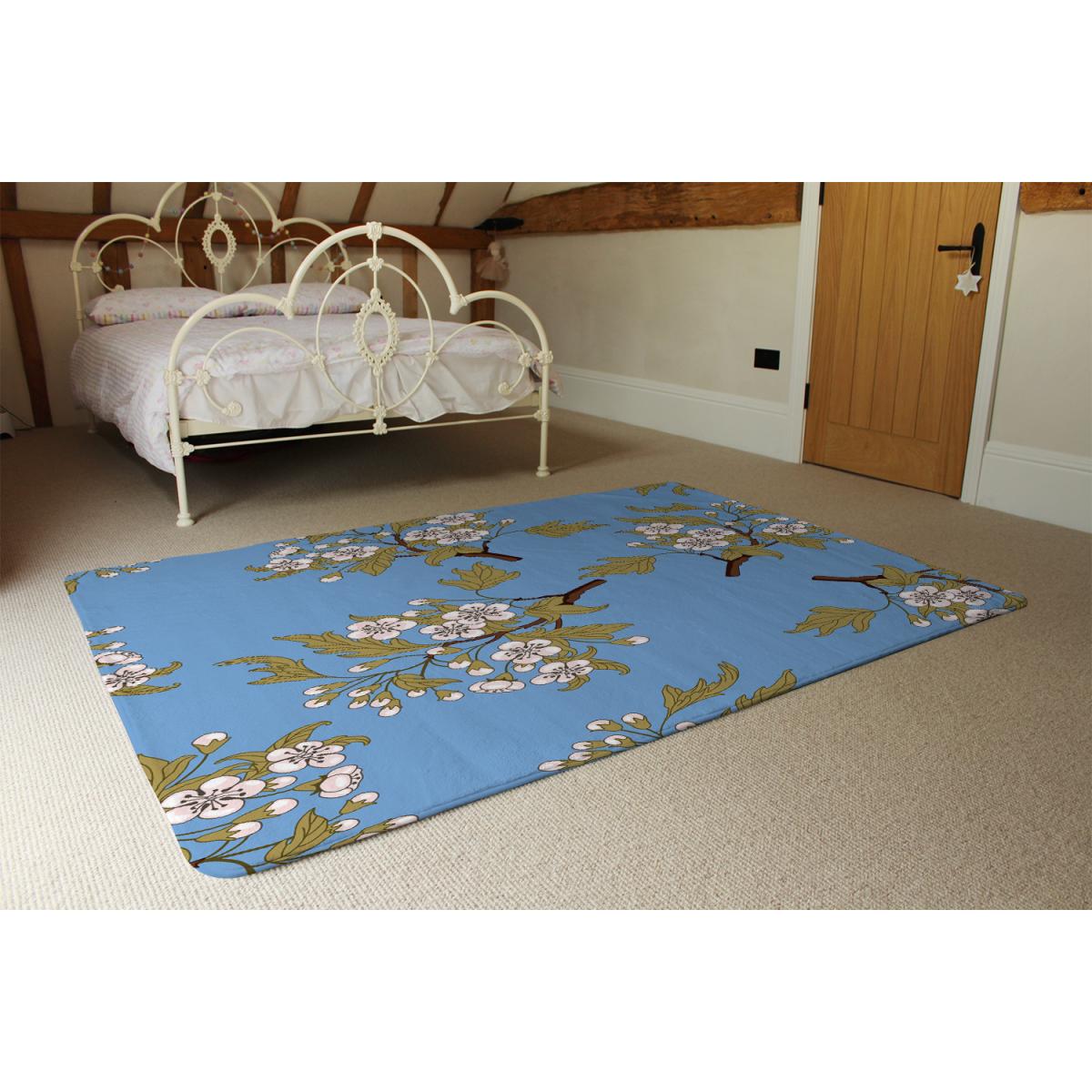 Orchid Branches On Blue Rug - Blue / 110cm – image 3