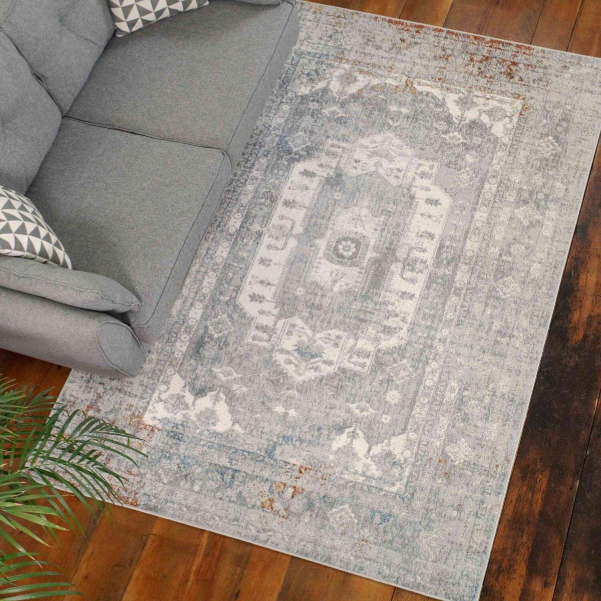 Rustic Grey Oriental Living Room Rug - Orion - Grey / 4kg – image 4