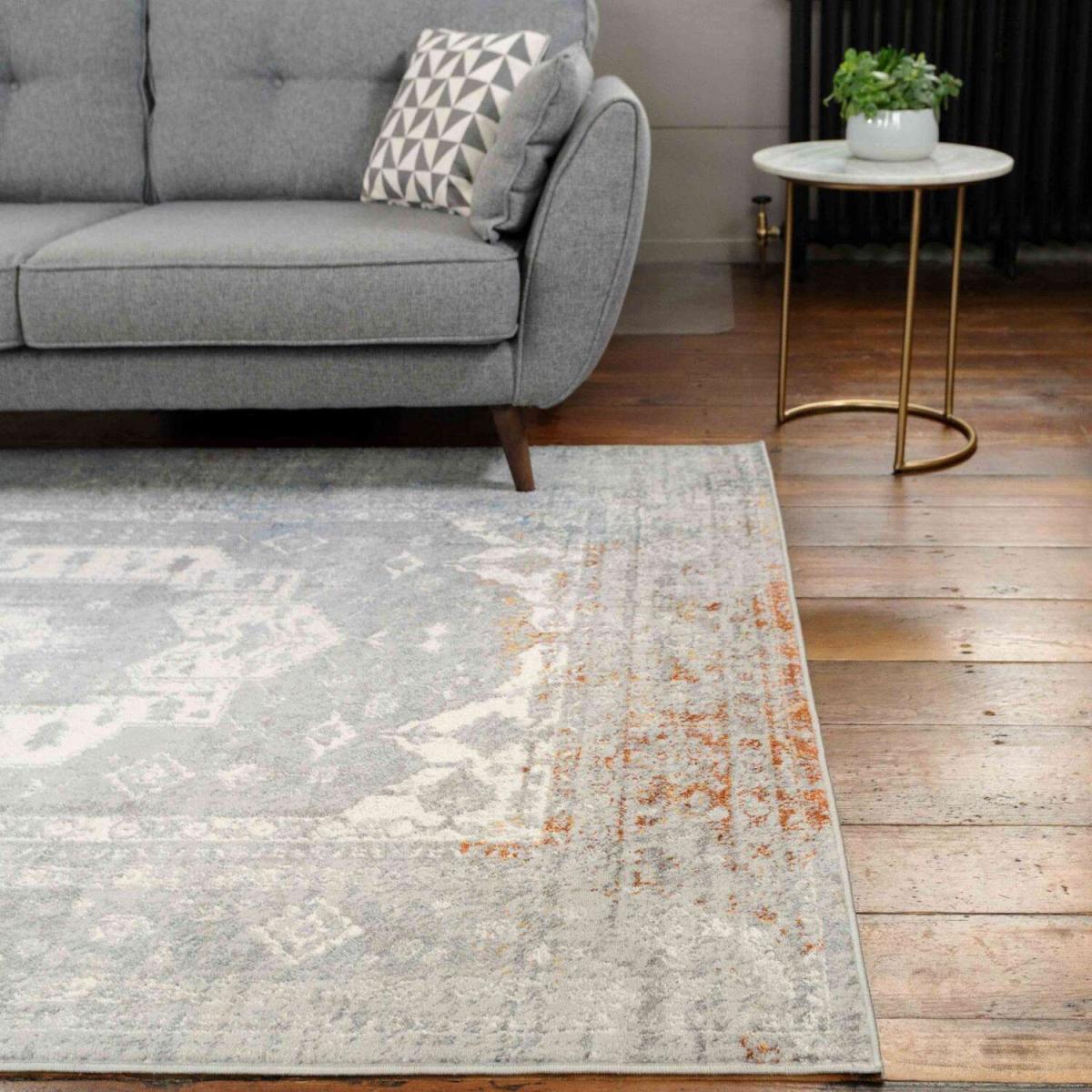 Rustic Grey Oriental Living Room Rug - Orion - Grey / 4kg – image 5