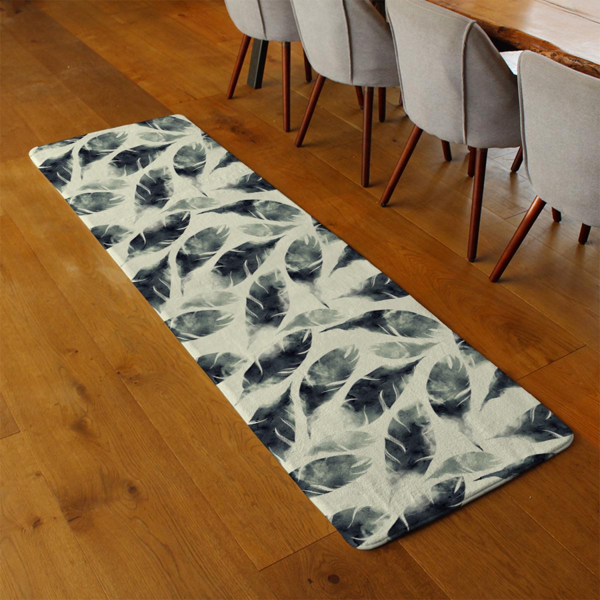Feathers Fantastic Birds  Seamless Pattern Runner Rug - Green – image 3