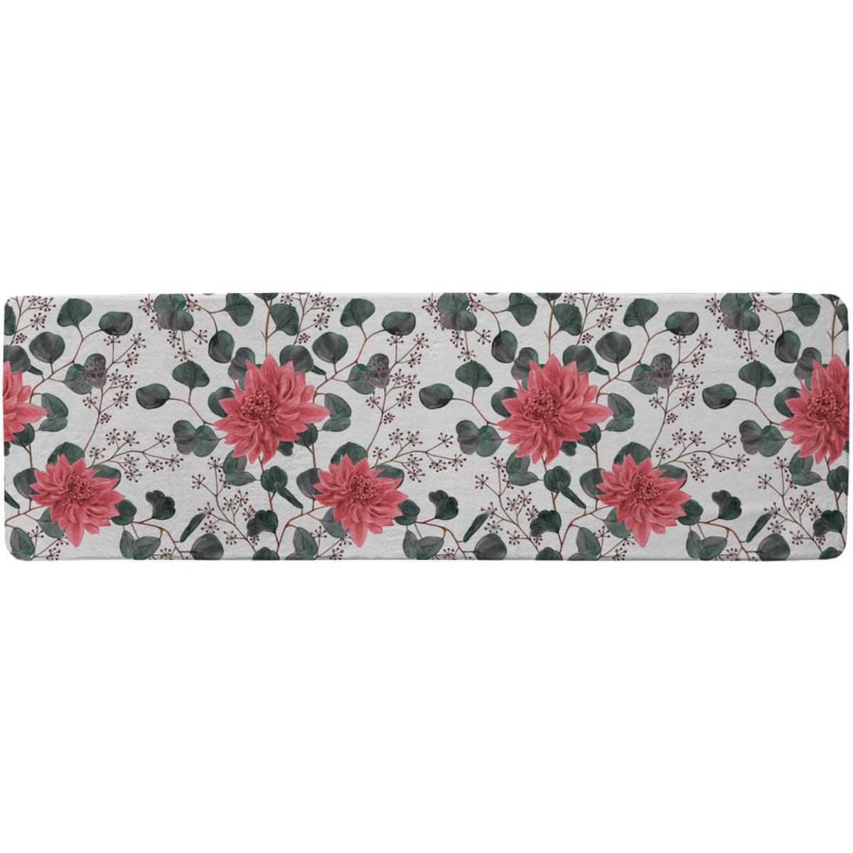 Red Flowers Green Leaves Runner Rug - Red – image 2