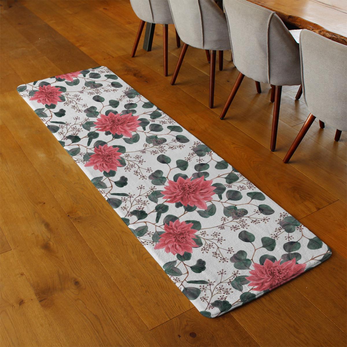 Red Flowers Green Leaves Runner Rug - Red – image 3