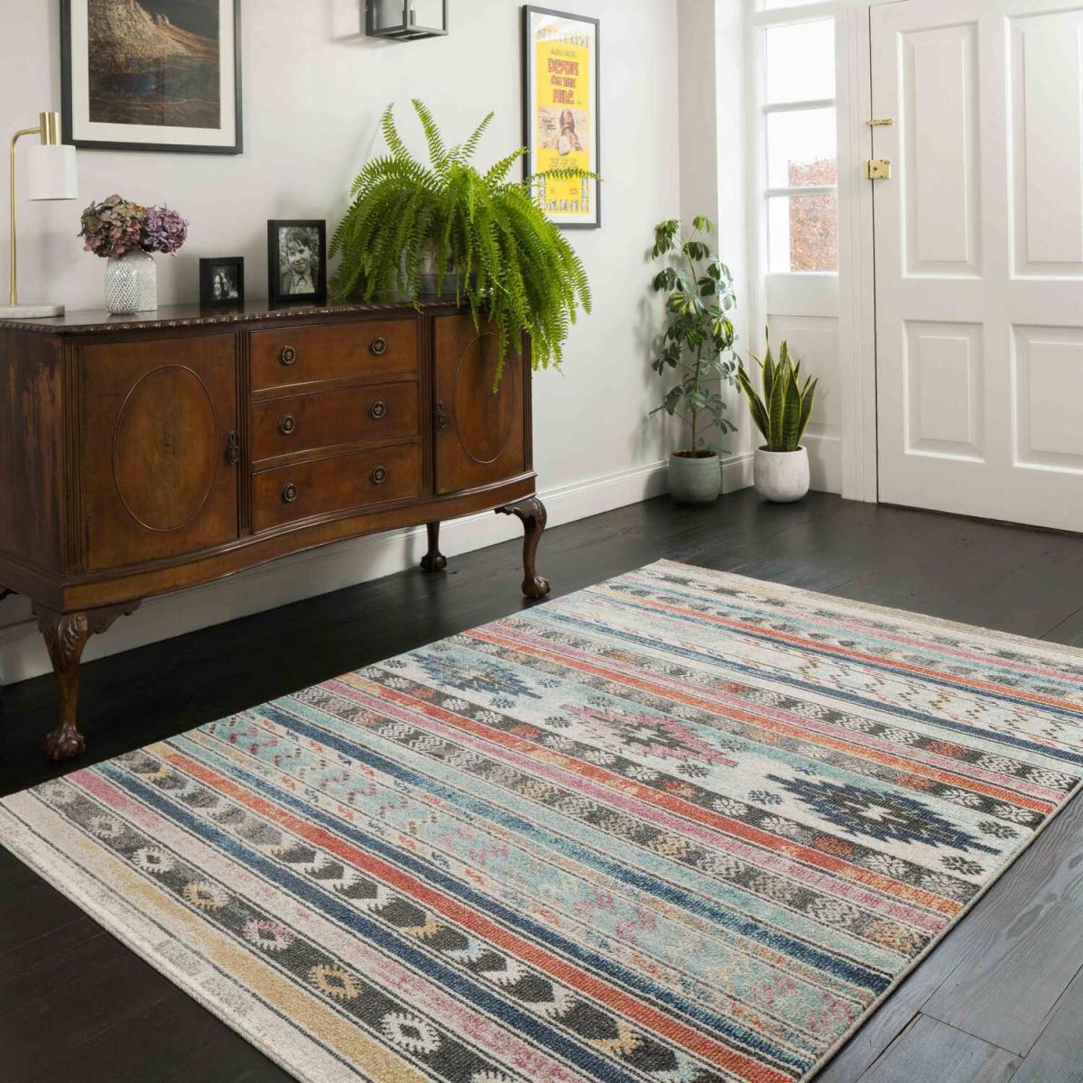 Modern Tribal Geometric Colourful Rug - Lotus - Multicoloured / 3kg / 170cm – image 2