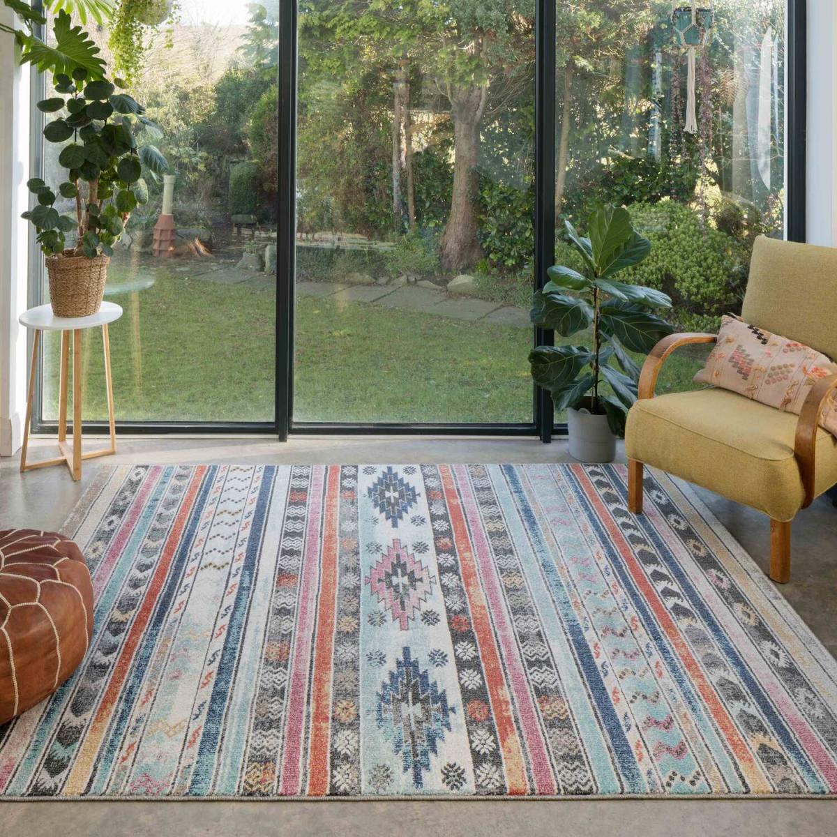 Modern Tribal Geometric Colourful Rug - Lotus - Multicoloured / 3kg / 170cm – image 1