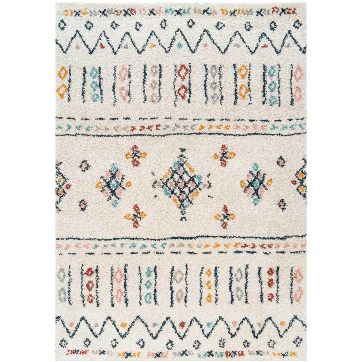 Cream Multicolour Boho Aztec Shaggy Living Area Rug - Multicolour / 170 x 120cm – image 2