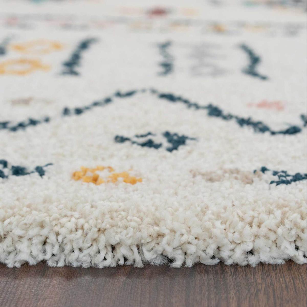 Cream Multicolour Boho Aztec Shaggy Living Area Rug - Multicolour / 170 x 120cm – image 3