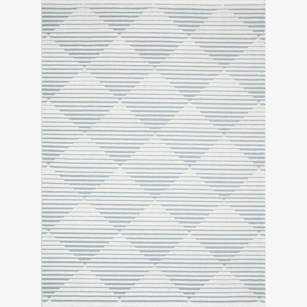 Outdoor Modern Rugs With Flat Pile and Chic Designs Easy to Clean Rugs - Light Blue / 190cm(6ft3in) X 290cm(9ft6in) / Geometric,Striped / 290cm