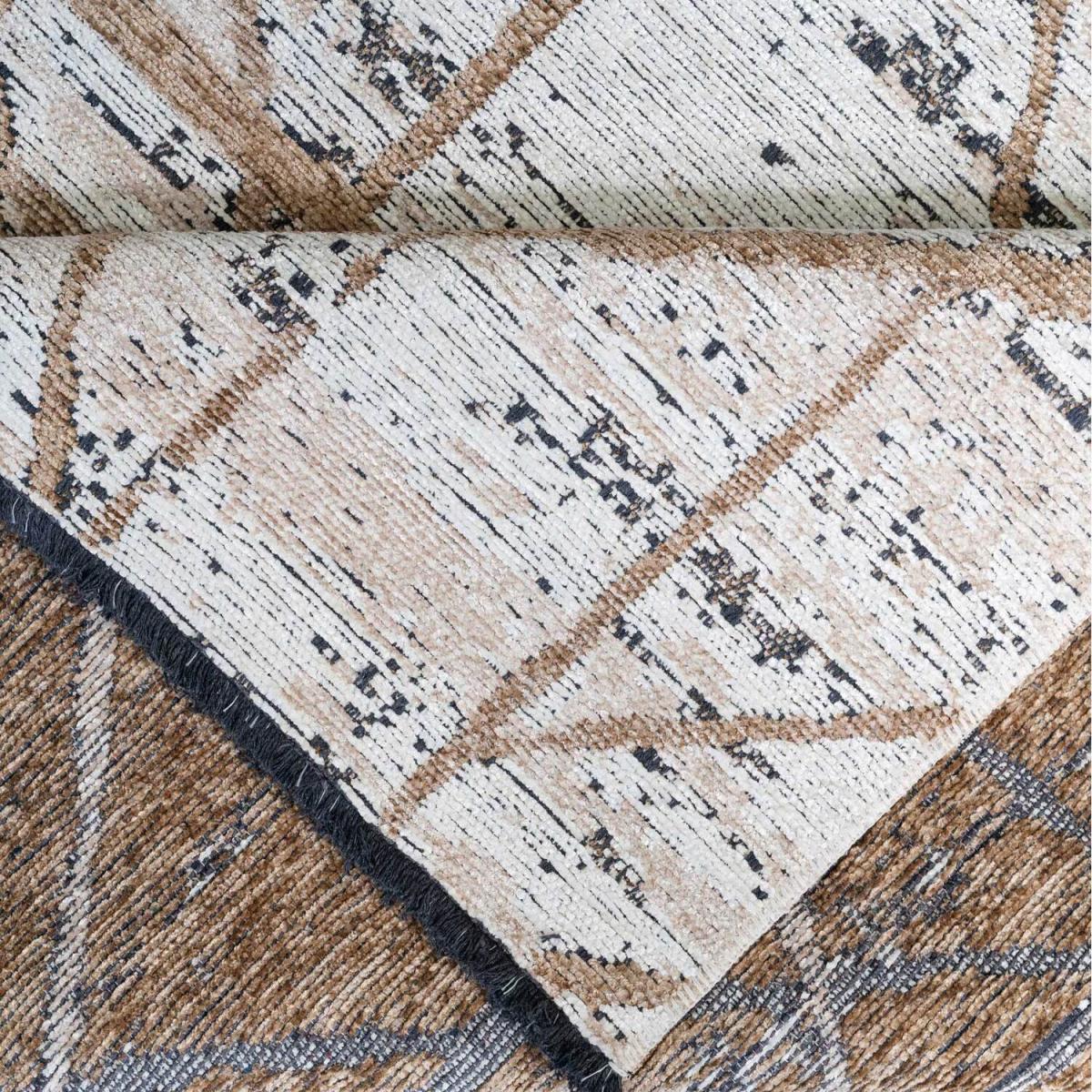 Beige Gold Distressed Geometric Reversible Chenille Living Area Rug - Beige / 280 x 190cm – image 6