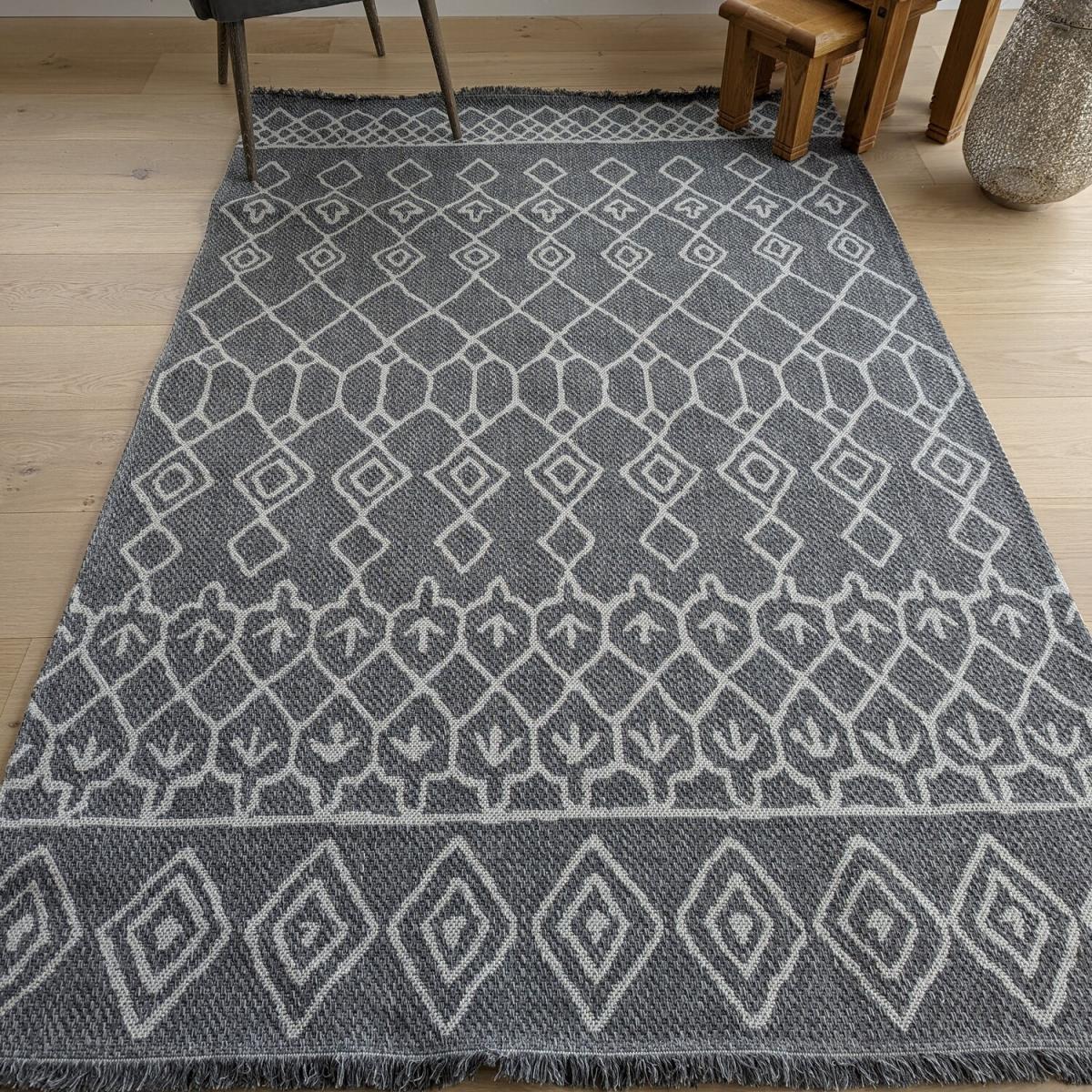 Moroccan Grey Flatweave Indoor Outdoor Rug - Gala - Grey / 160cm – image 3