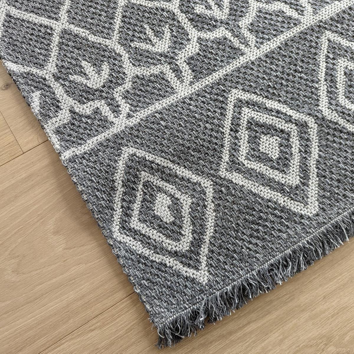 Moroccan Grey Flatweave Indoor Outdoor Rug - Gala - Grey / 160cm – image 4