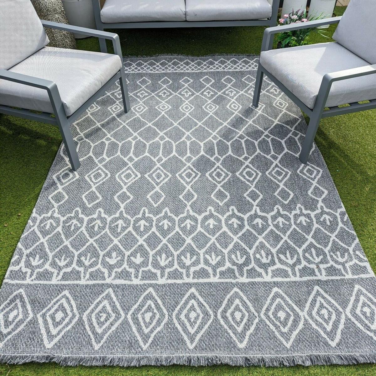 Moroccan Grey Flatweave Indoor Outdoor Rug - Gala - Grey / 160cm – image 6