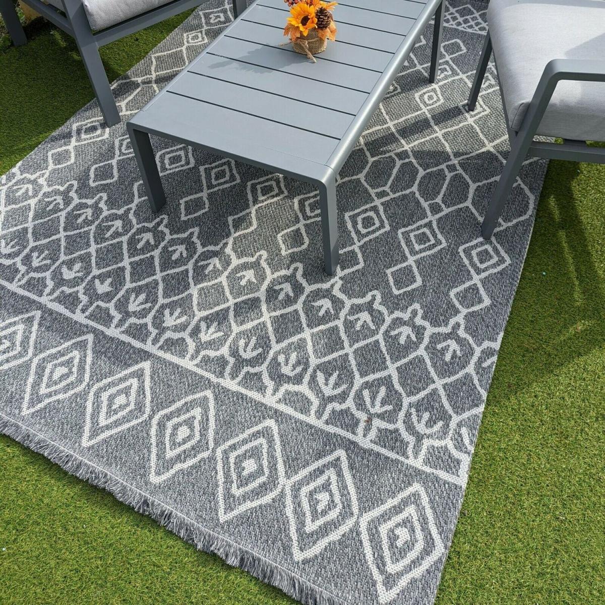 Moroccan Grey Flatweave Indoor Outdoor Rug - Gala - Grey / 160cm – image 7