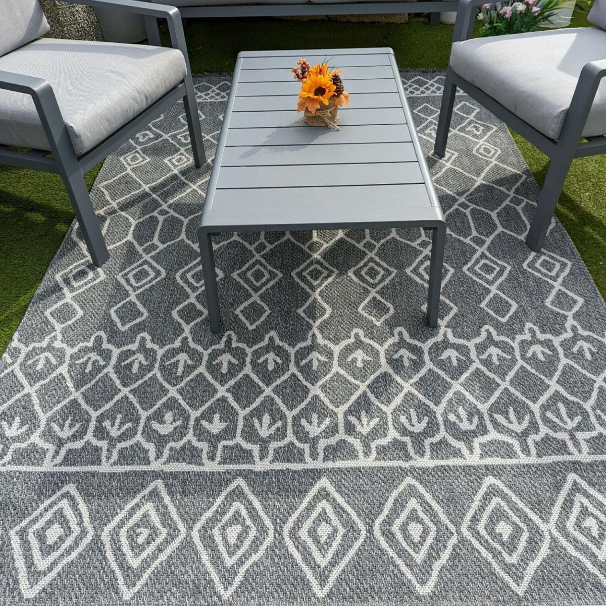 Moroccan Grey Flatweave Indoor Outdoor Rug - Gala - Grey / 160cm – image 1