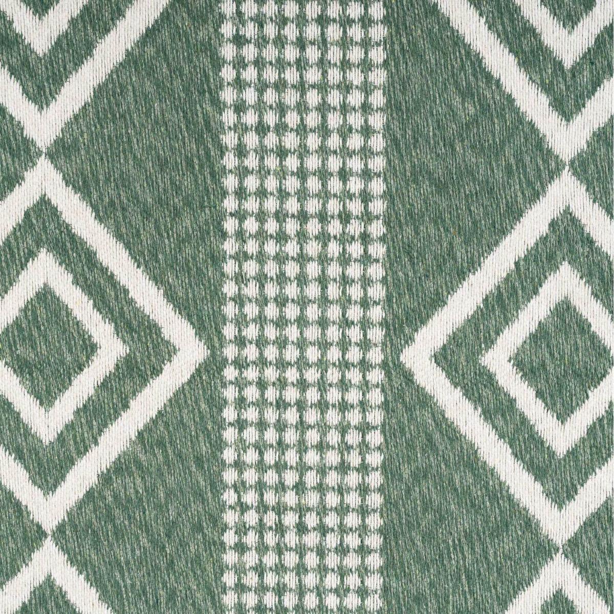 Dark Green Diamond Geometric Recycled Cotton Reversible Fringed Rug - Forest Green / 240 x 60cm – image 3