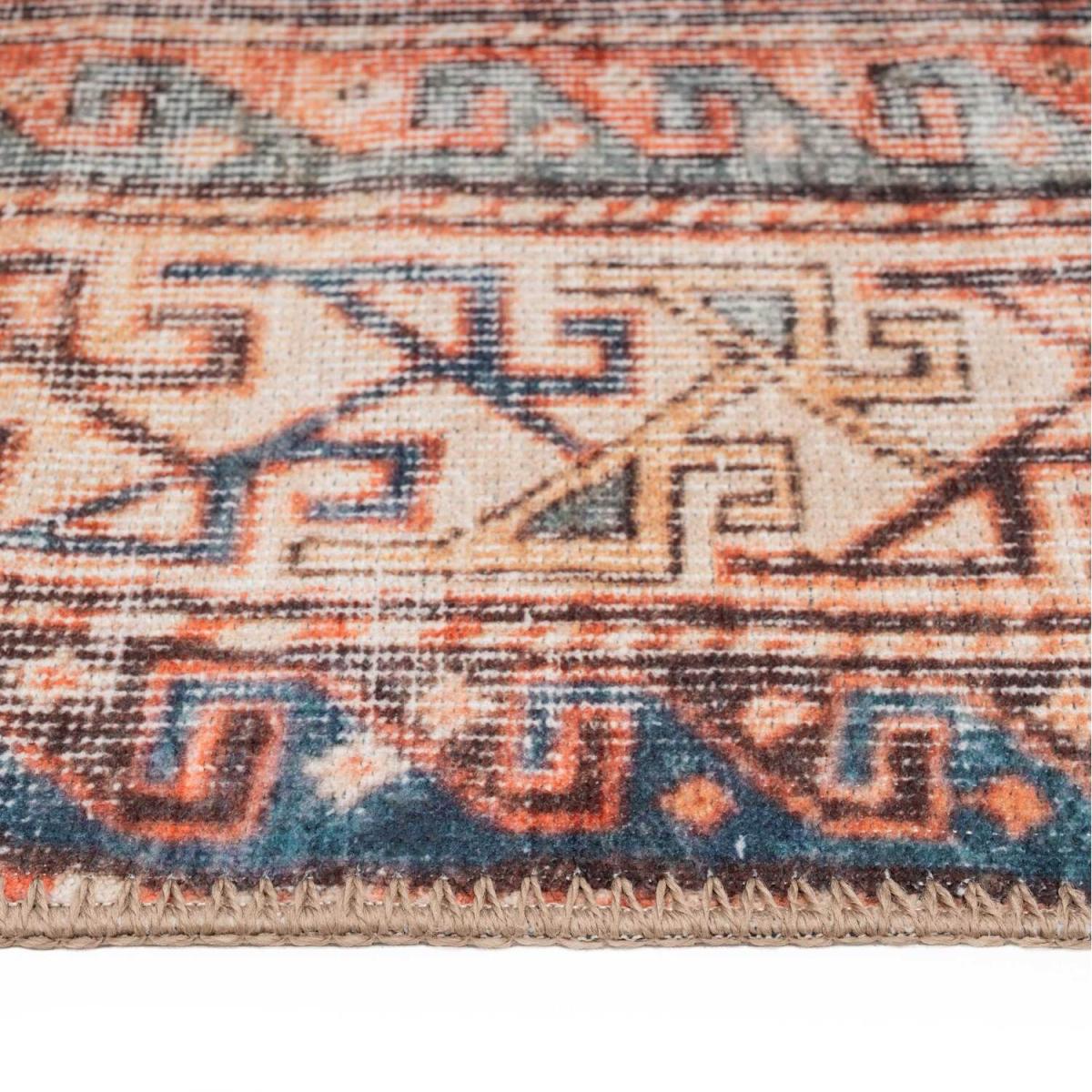 Navy Blue Terracotta Distressed Persian Style Non Slip Washable Area Rug - Navy Terracotta / 230 x 160cm – image 2