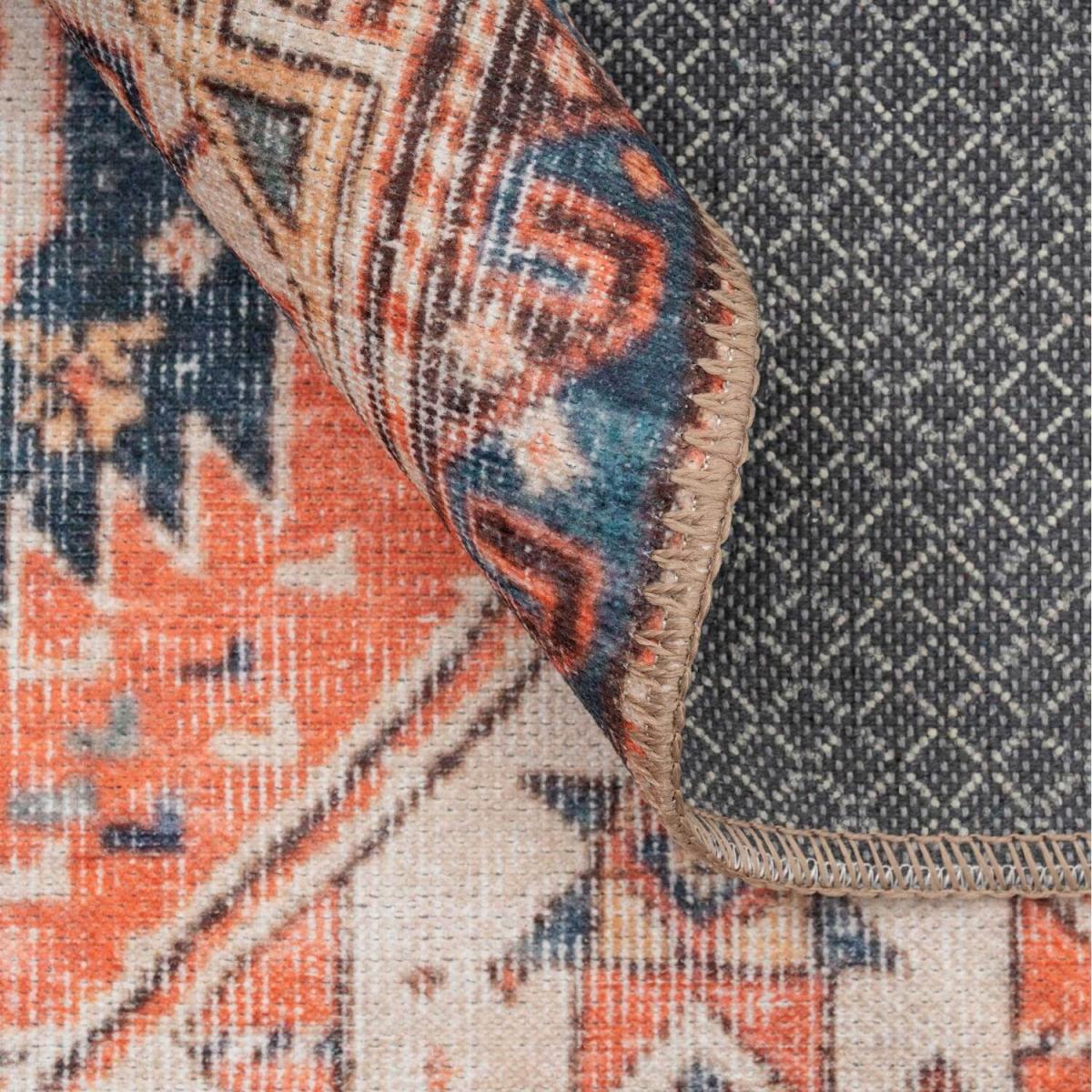 Navy Blue Terracotta Distressed Persian Style Non Slip Washable Area Rug - Navy Terracotta / 230 x 160cm – image 4