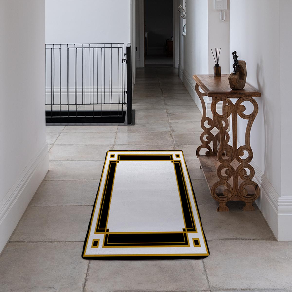 Art Deco Black Gold Runner Rug - Gold – image 4