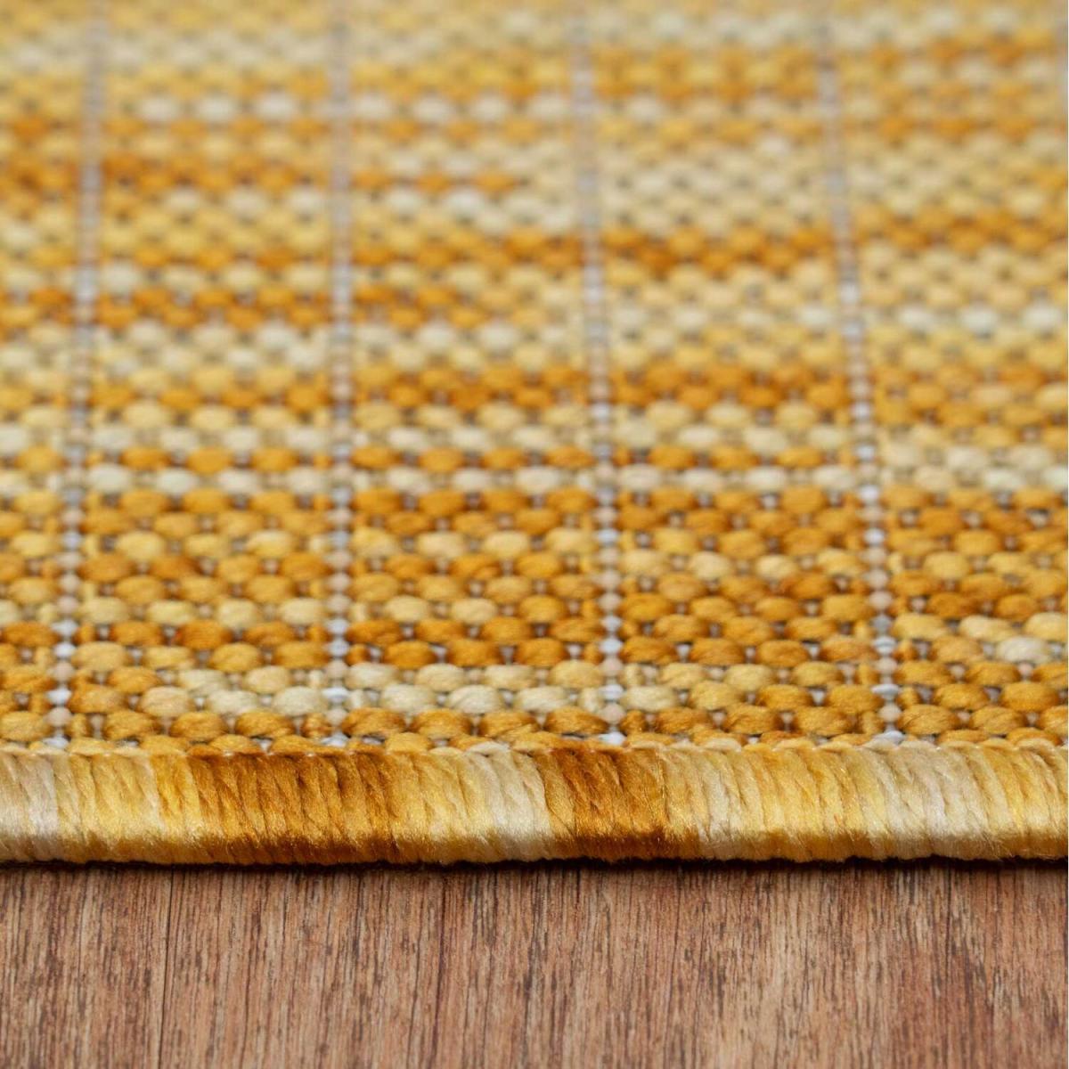 Sunshine Yellow Durable Soft Plastic Mottled Flatweave Indoor Outdoor Area Rug - Yellow / 170 x 120cm – image 5