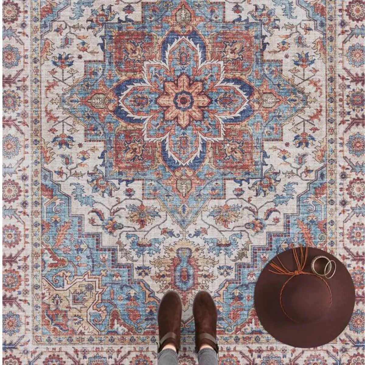 Hanse Home Oriental Anthea Design Polyester Medallion Rug Blue - Blue / 80.0cm / 200.0cm – image 3