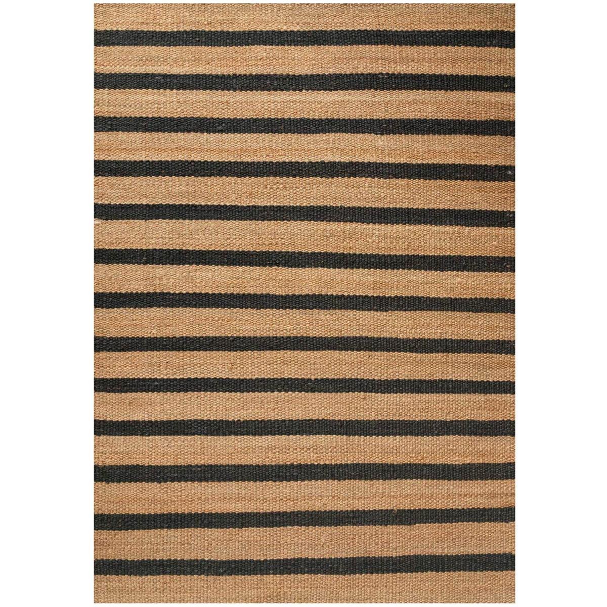 Natural Black Striped Jute Area Rug - Brown / 280 x 190cm – image 2