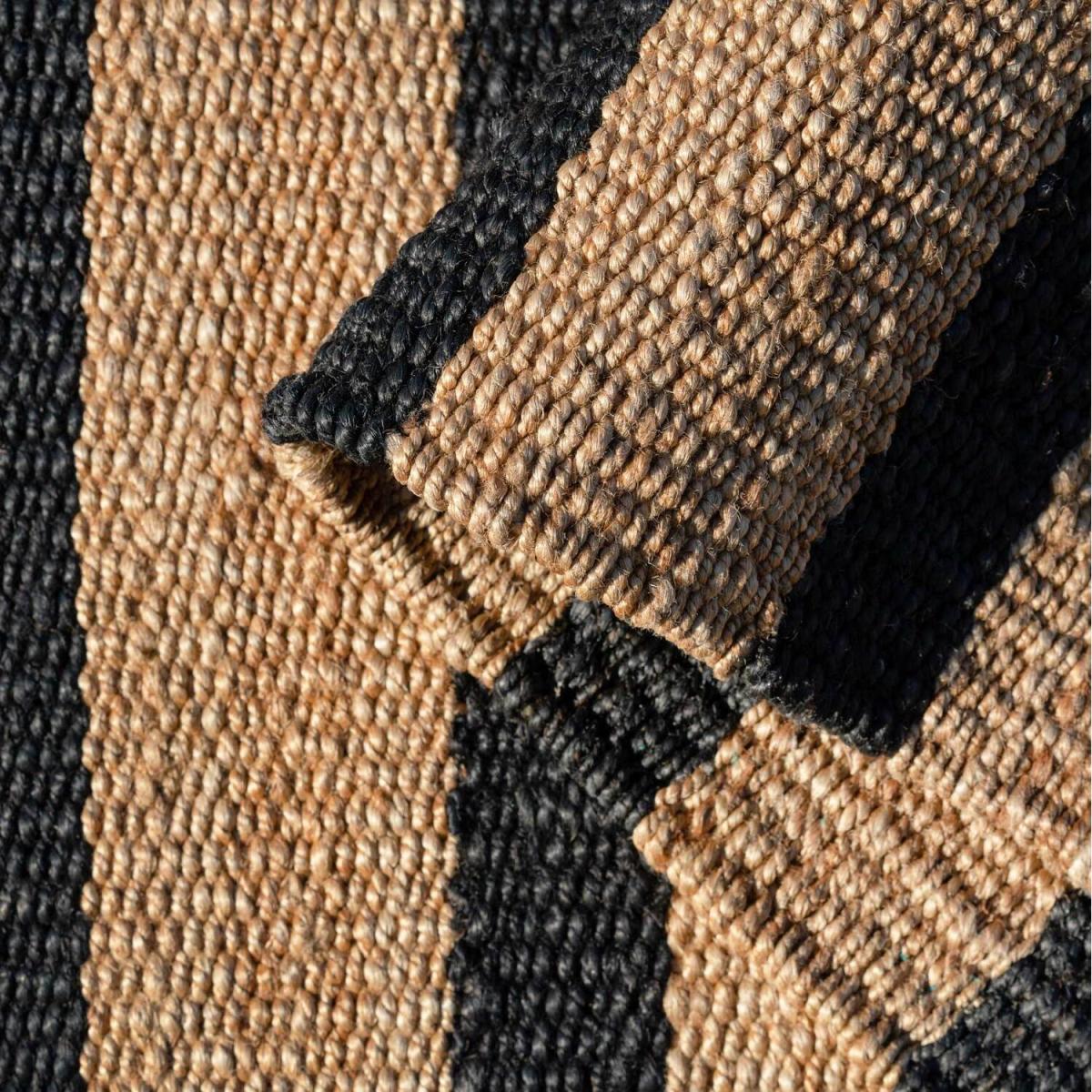 Natural Black Striped Jute Area Rug - Brown / 280 x 190cm – image 6