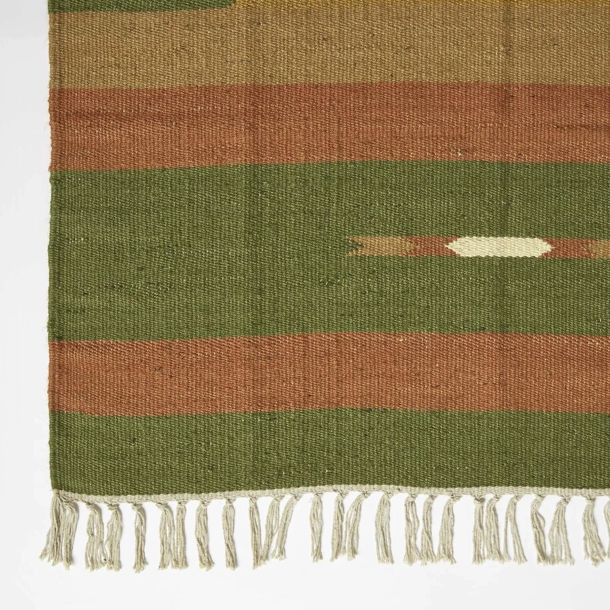 Lundi Orange Green Kilim Cotton and Jute Rug - Green/Orange / 170cm – image 2
