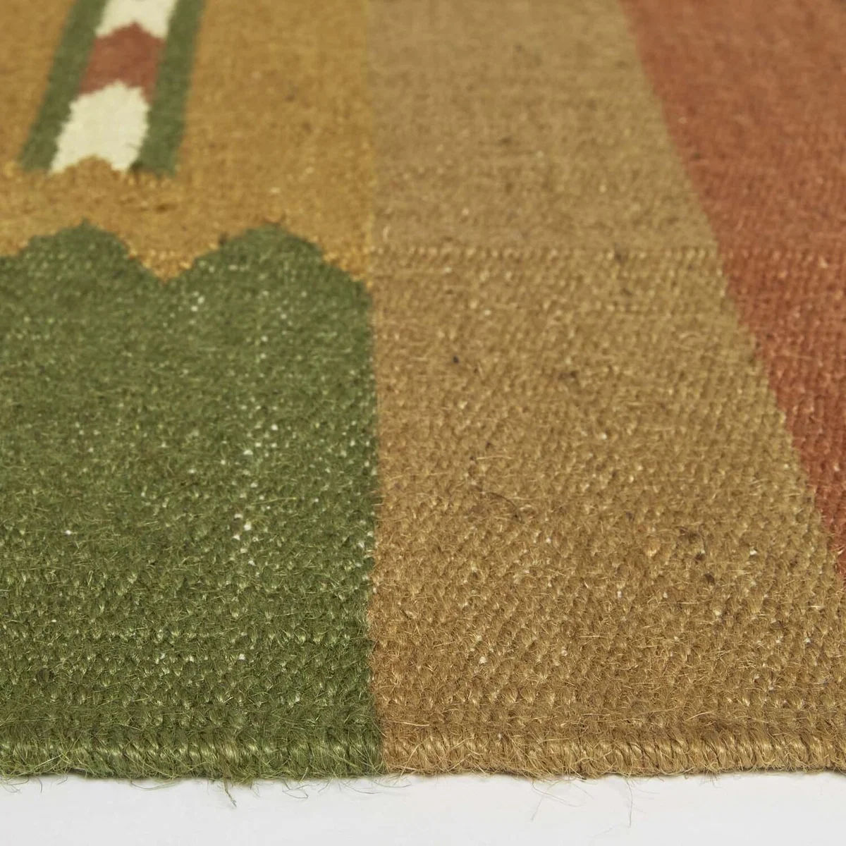 Lundi Orange Green Kilim Cotton and Jute Rug - Green/Orange / 170cm – image 3