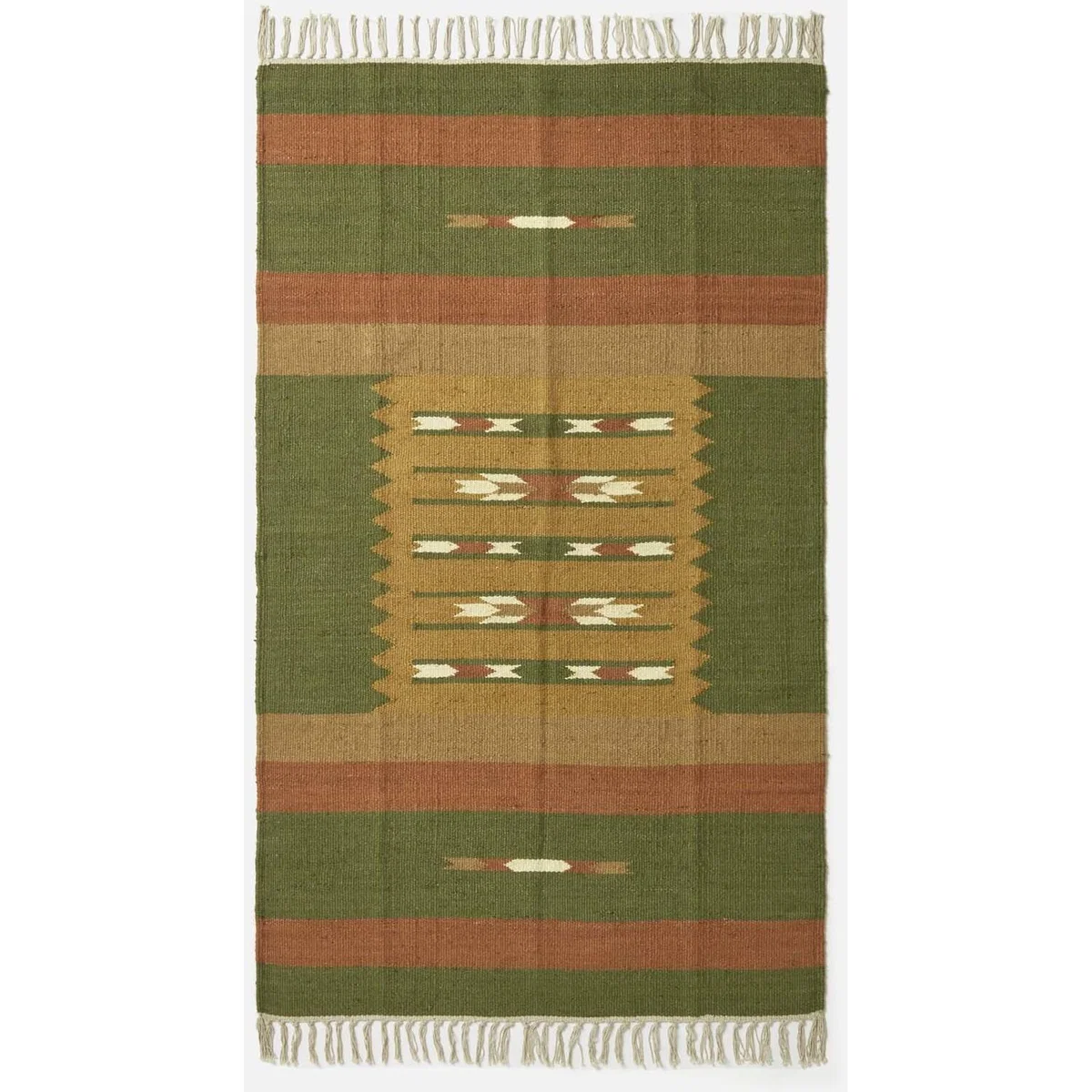 Lundi Orange Green Kilim Cotton and Jute Rug - Green/Orange / 170cm – image 4