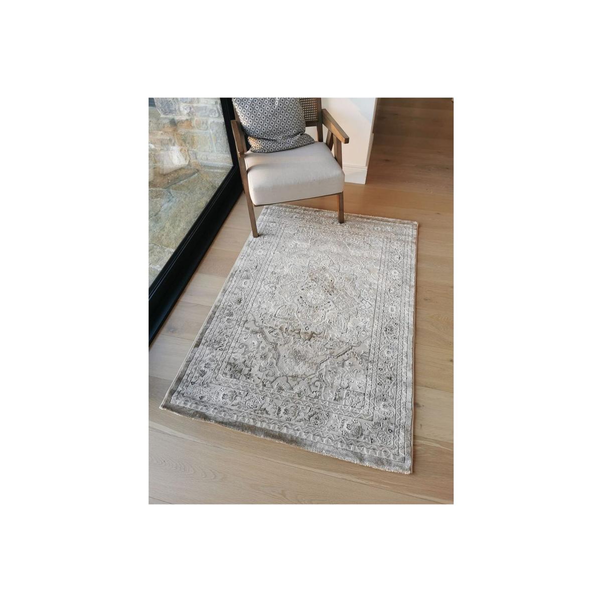 Cream Carved Traditional Living Room Rugs - Transitional - Neutral / 80cm / 4kg – image 1