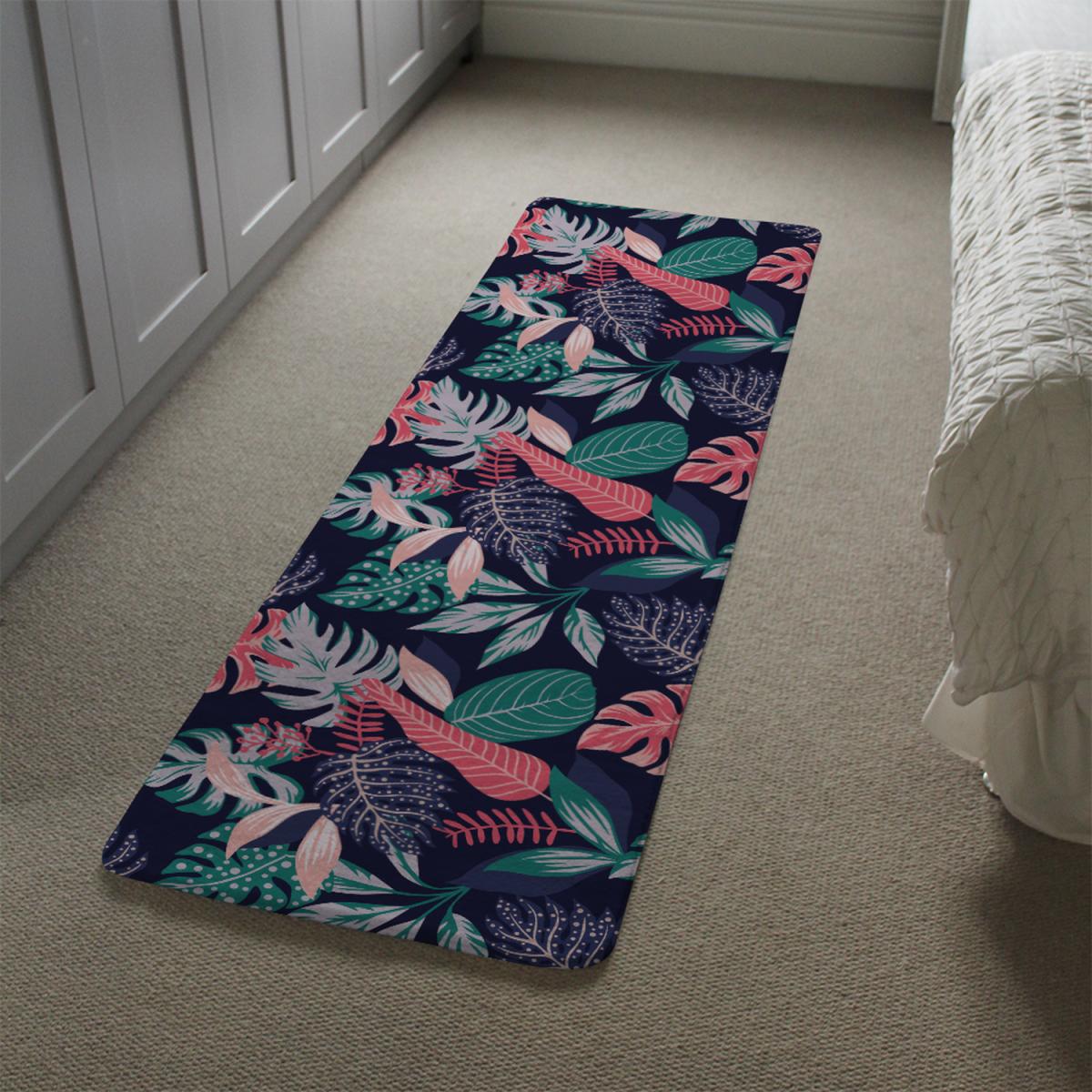 Tropical Plant Leaves Runner Rug - Blue – image 1