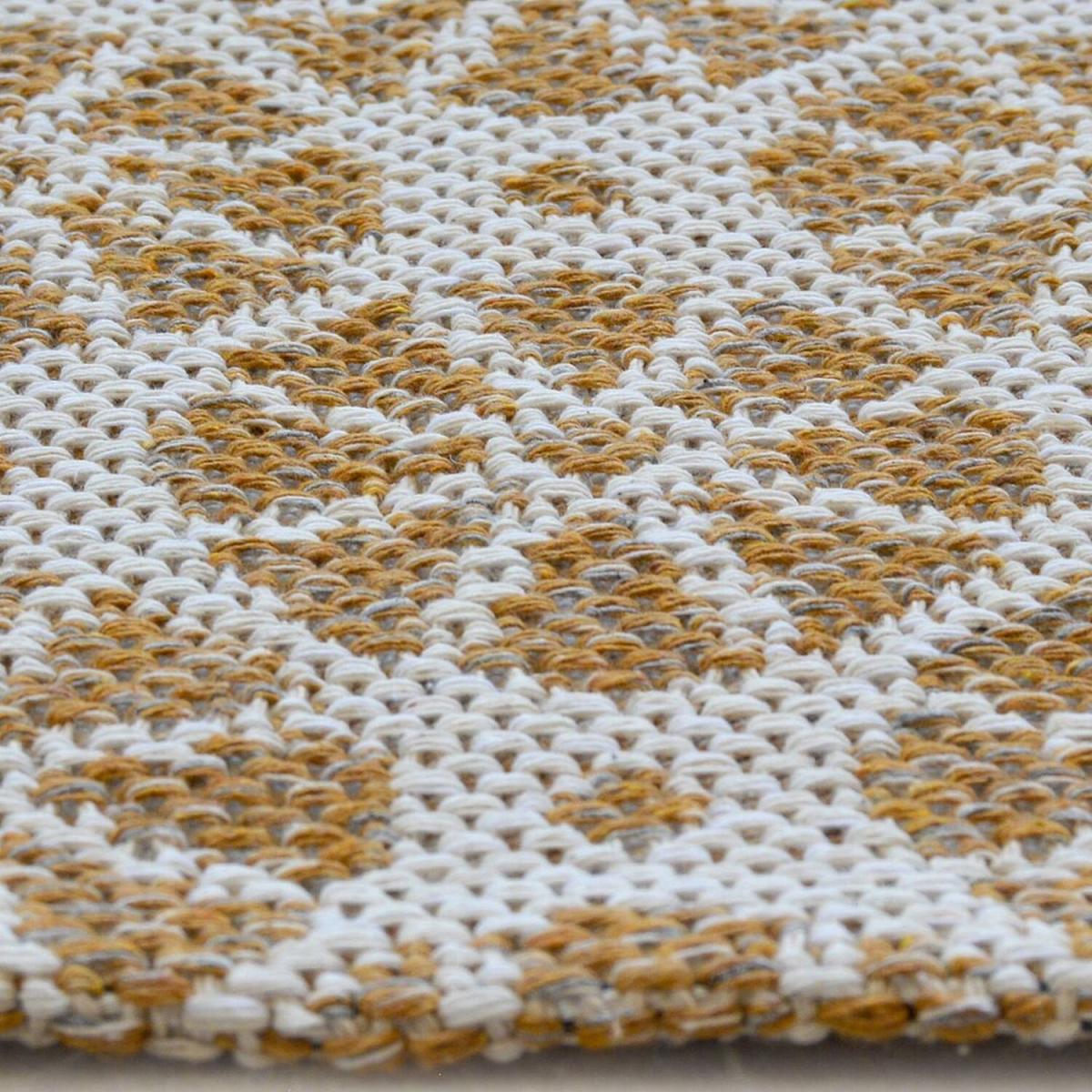 Natural Geometric Recycled Cotton Flatweave Rug - Regen - Yellow / 180cm – image 3