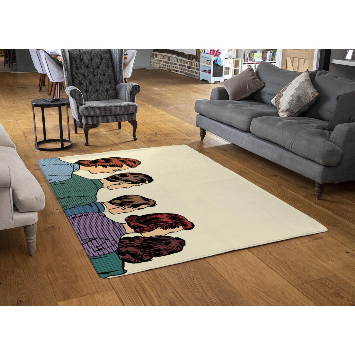A Crowd Of Spectators Stand Back Retro Style Pop Art Designer Rug - Yellow / 200cm – image 2