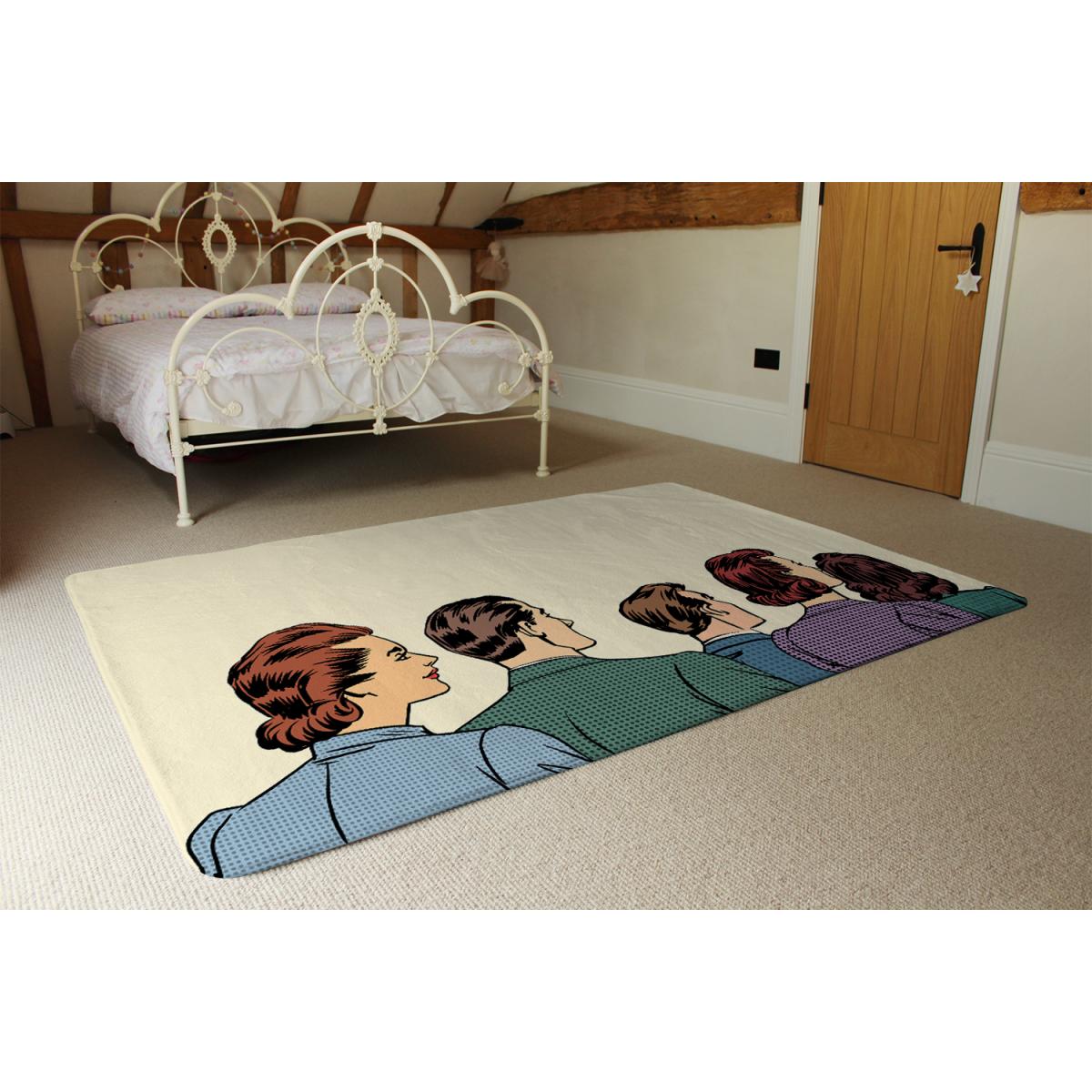 A Crowd Of Spectators Stand Back Retro Style Pop Art Designer Rug - Yellow / 200cm – image 3