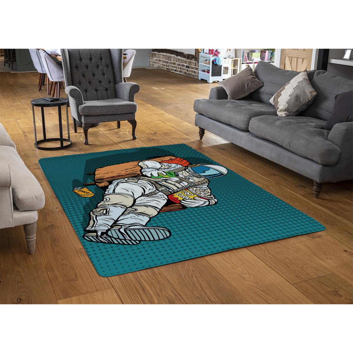 Loneliness In Space. Pop Art Retro Designer Rug - Blue / 150cm – image 2