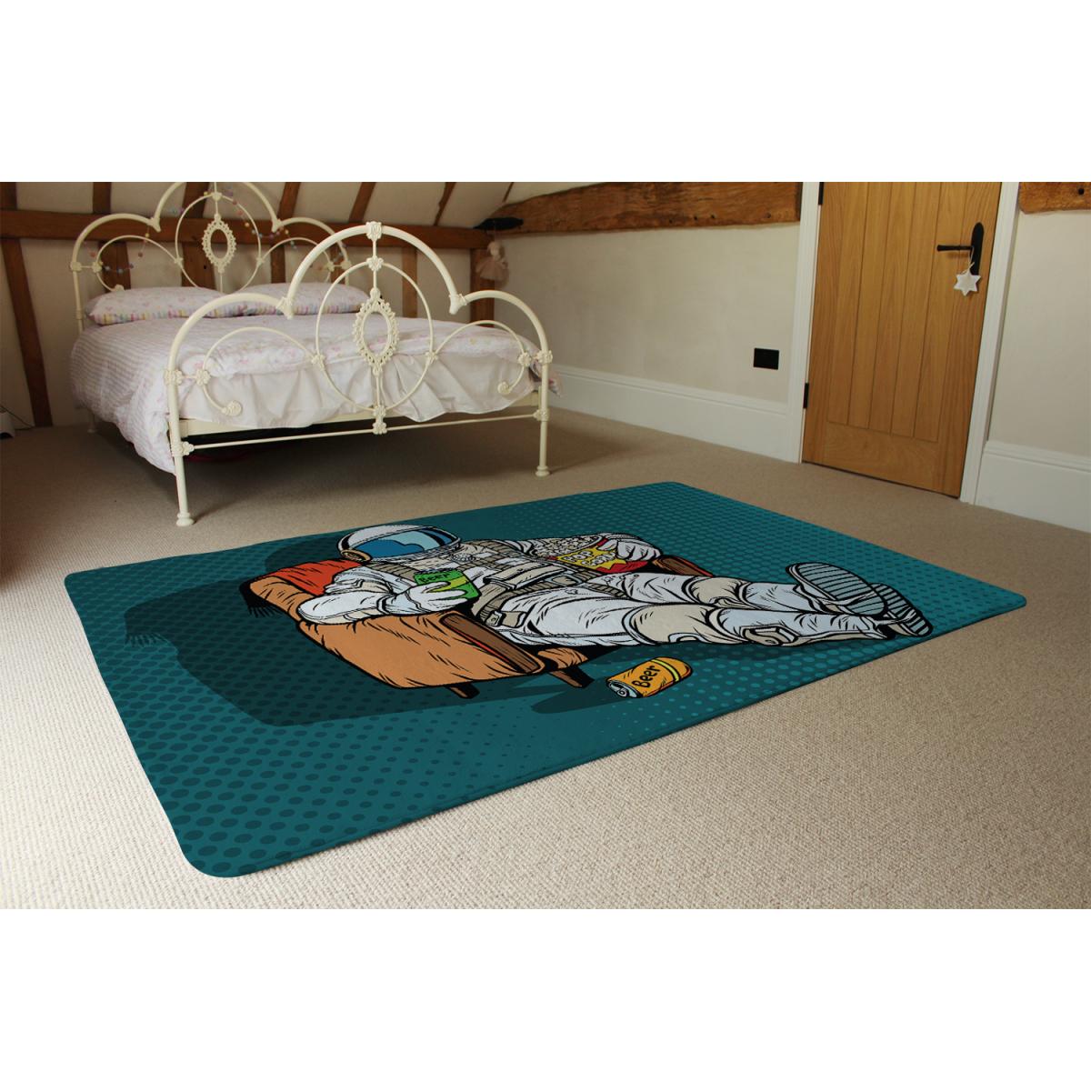 Loneliness In Space. Pop Art Retro Designer Rug - Blue / 150cm – image 3