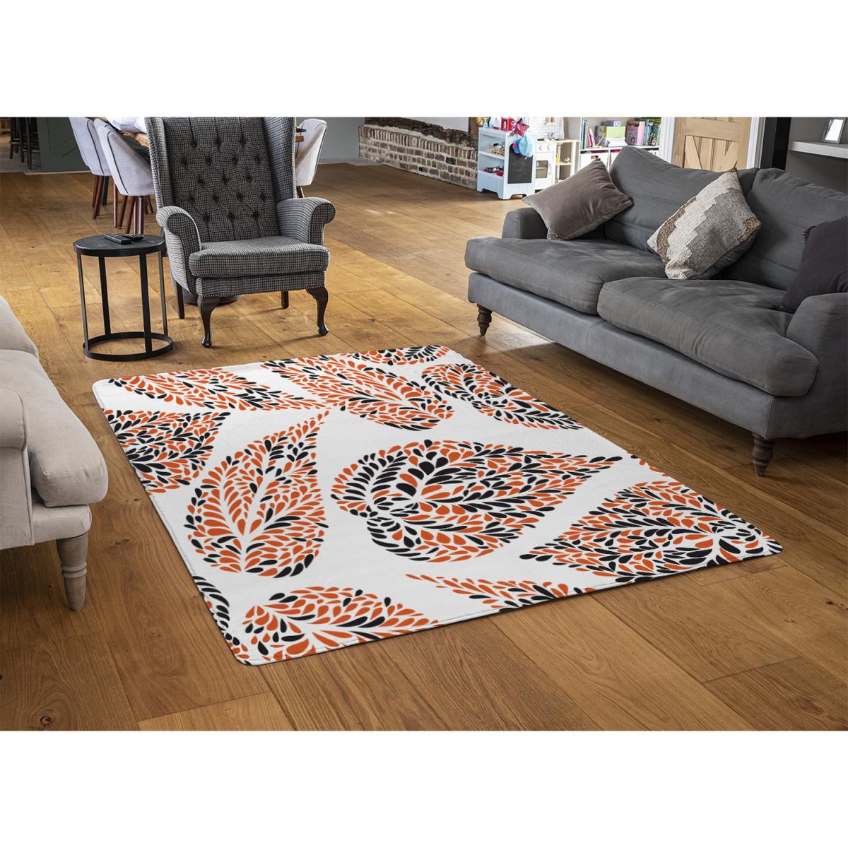Leaf Droplets Rug - Orange / 110cm – image 2