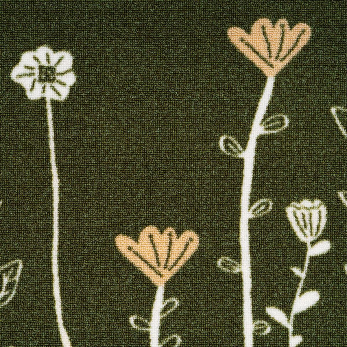 Green Floral Non Slip Washable Kitchen Utility Mat - Green / 150cm – image 5