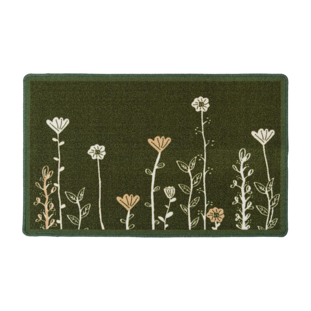 Green Floral Non Slip Washable Kitchen Utility Mat - Green / 150cm – image 1
