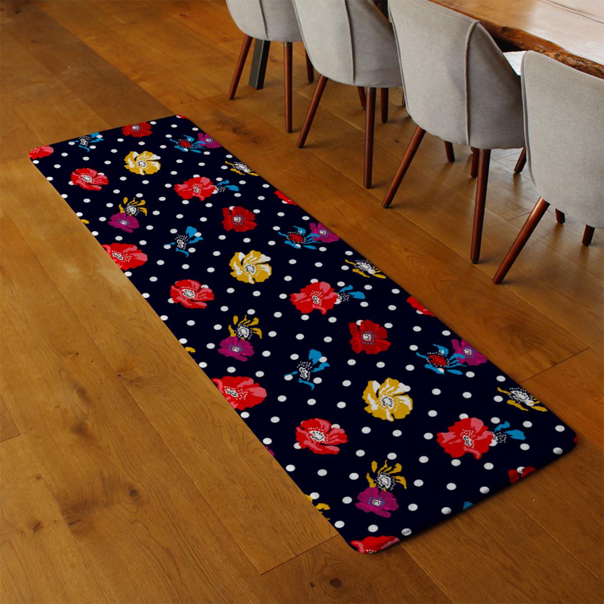 Flowers Spots Runner Rug - Black – image 3