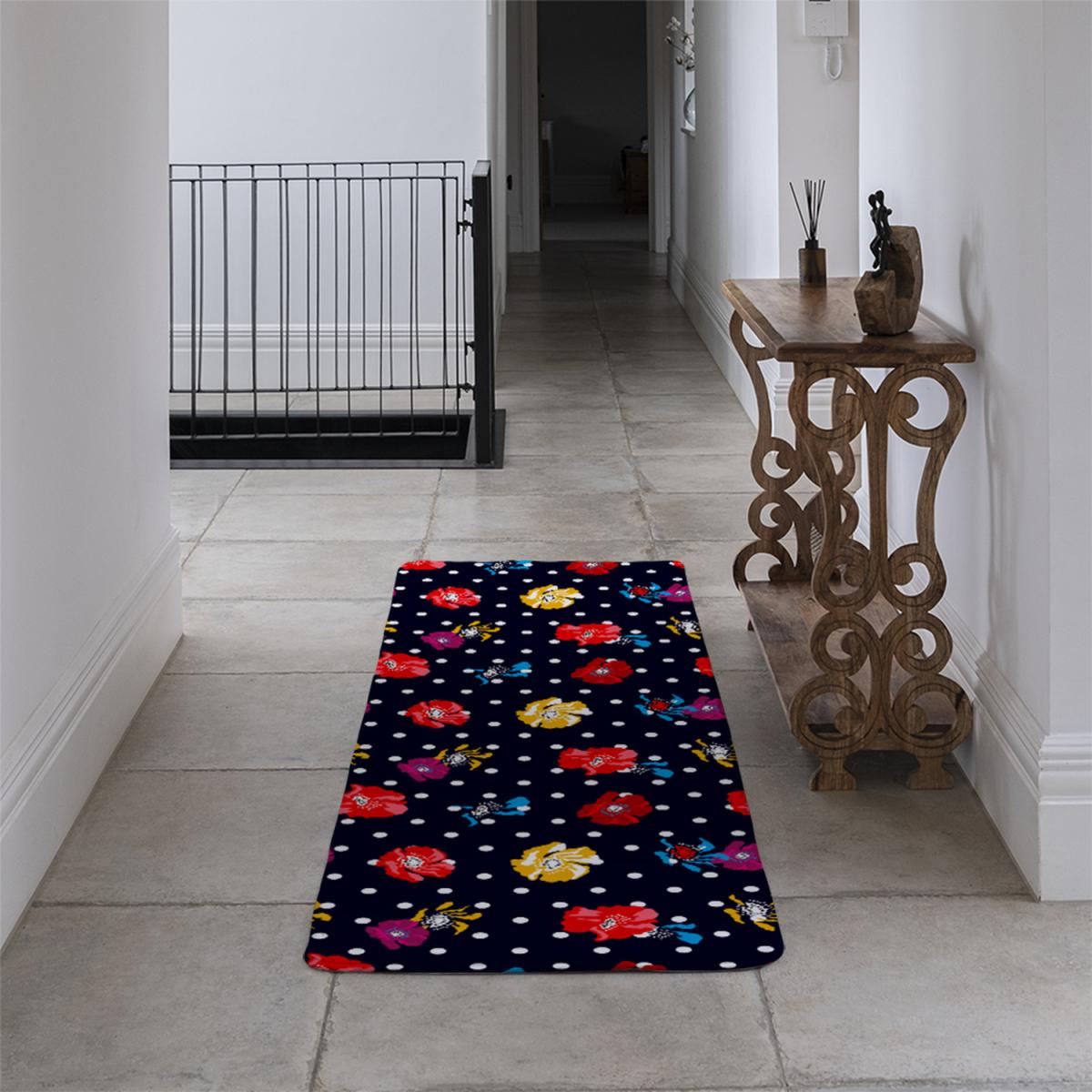 Flowers Spots Runner Rug - Black – image 4