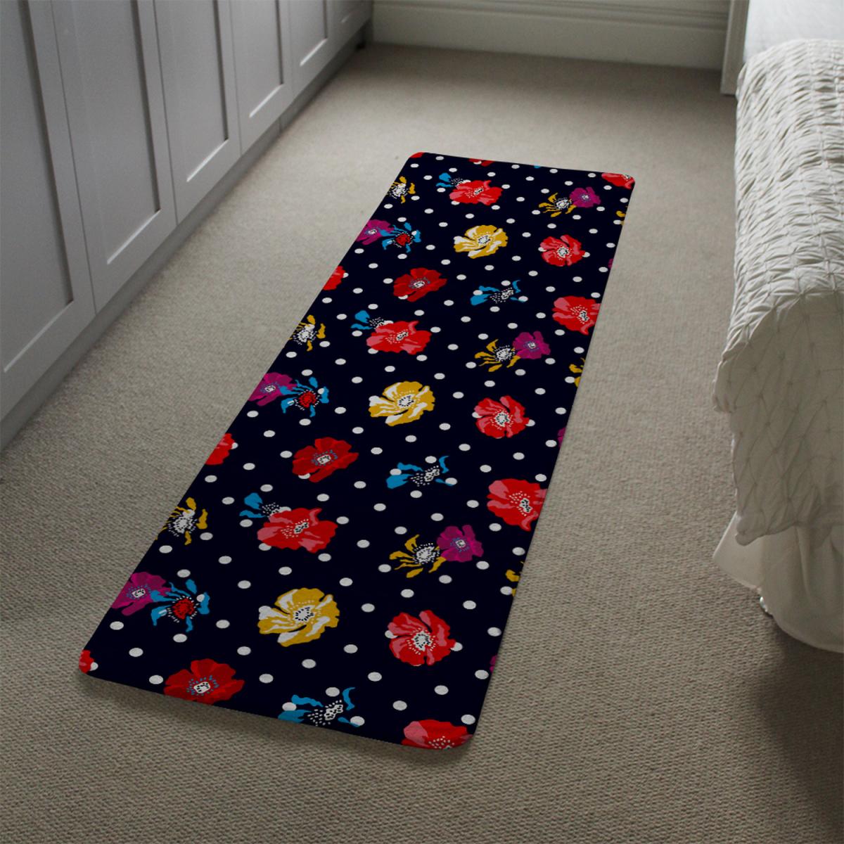 Flowers Spots Runner Rug - Black – image 1