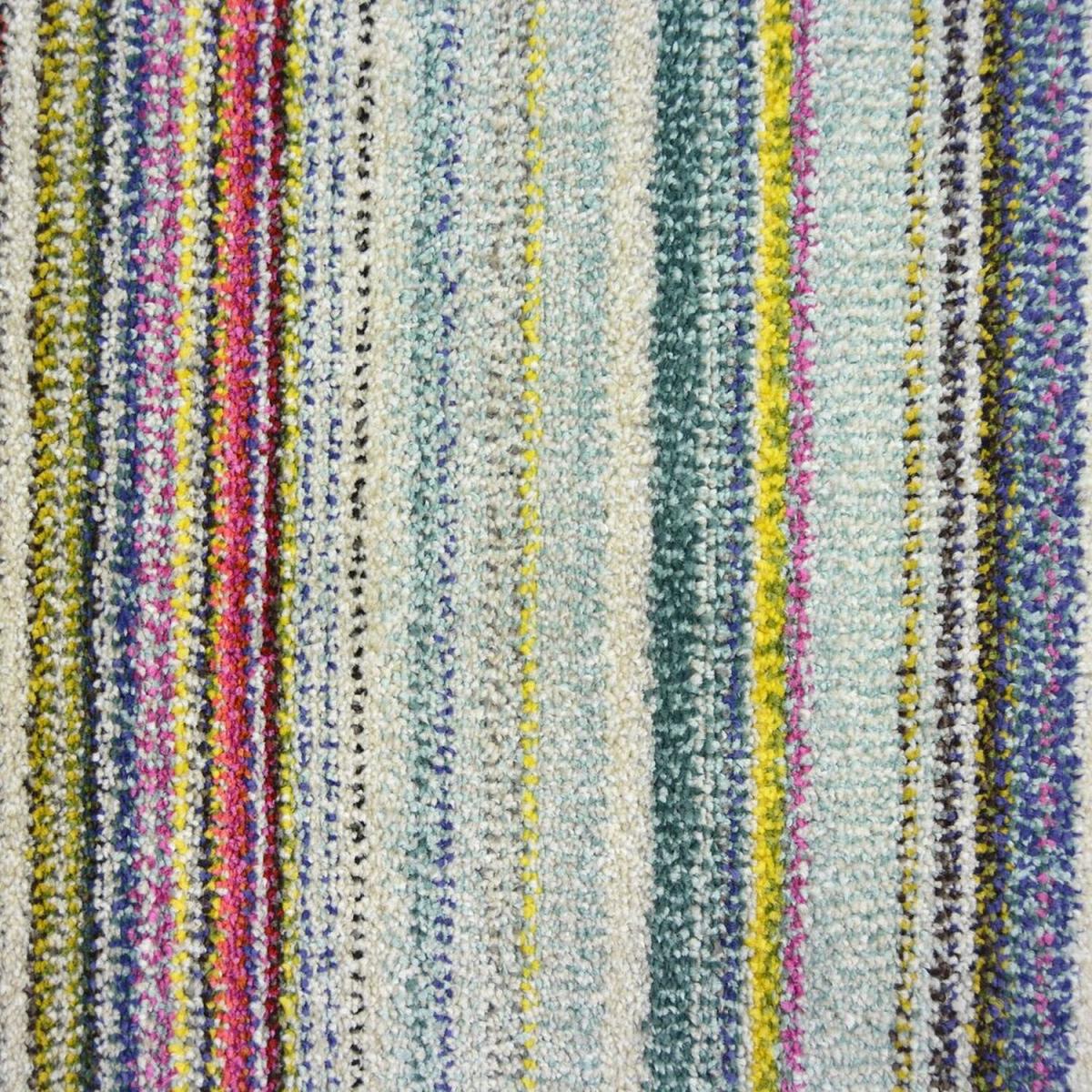 Multicoloured Wool Look Striped Rug - Perth - Pink – image 3