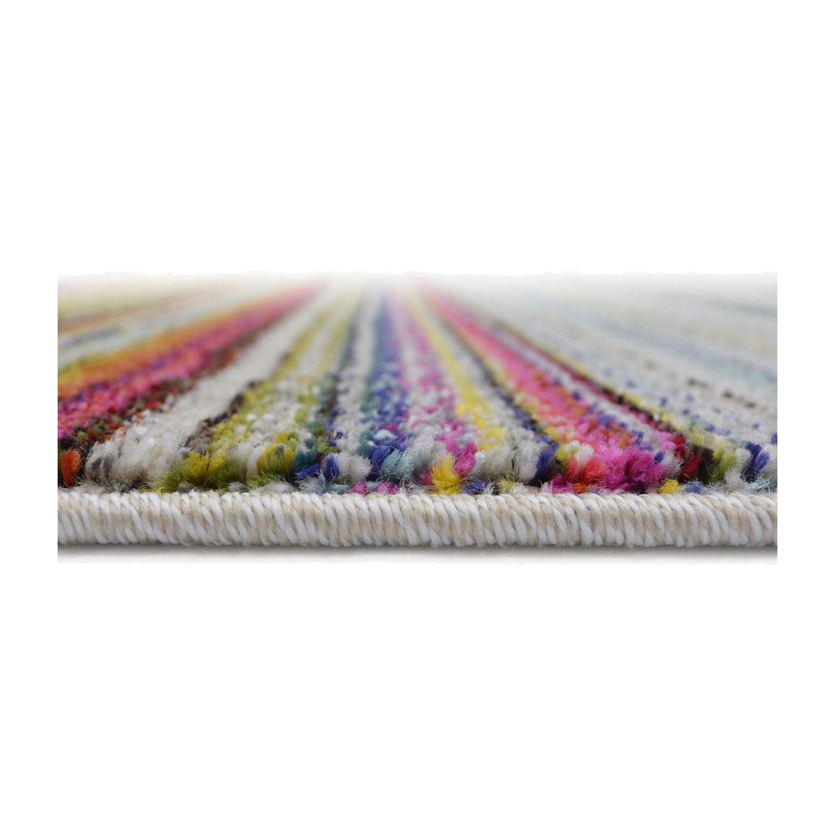 Multicoloured Wool Look Striped Rug - Perth - Pink – image 1