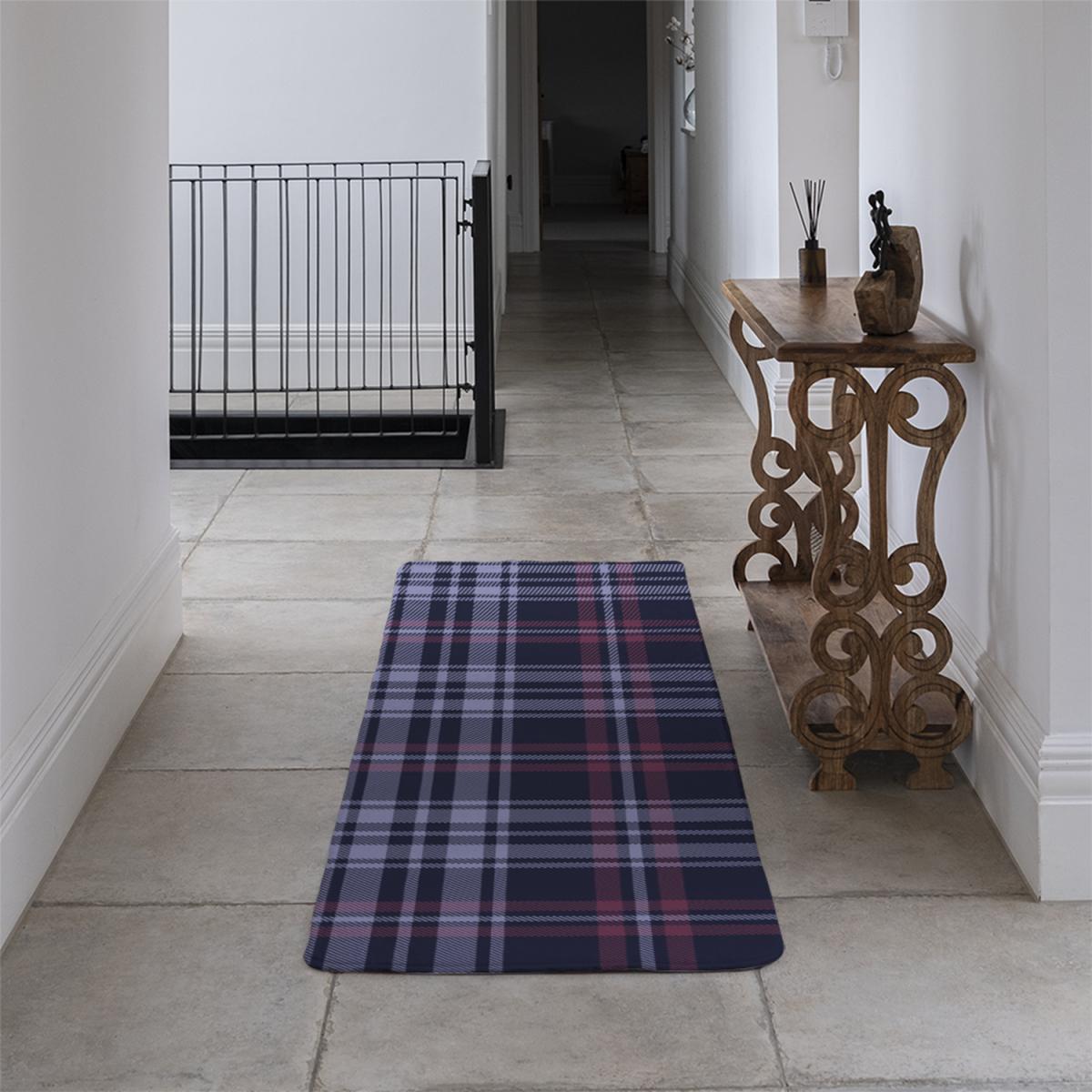 Tartan Plaid Pattern Runner Rug - Blue – image 4
