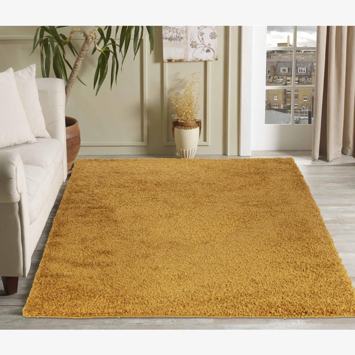 Serdim Rugs Plain Living Room Fluffy Shaggy Area Rugs - Gold / 230cm – image 1