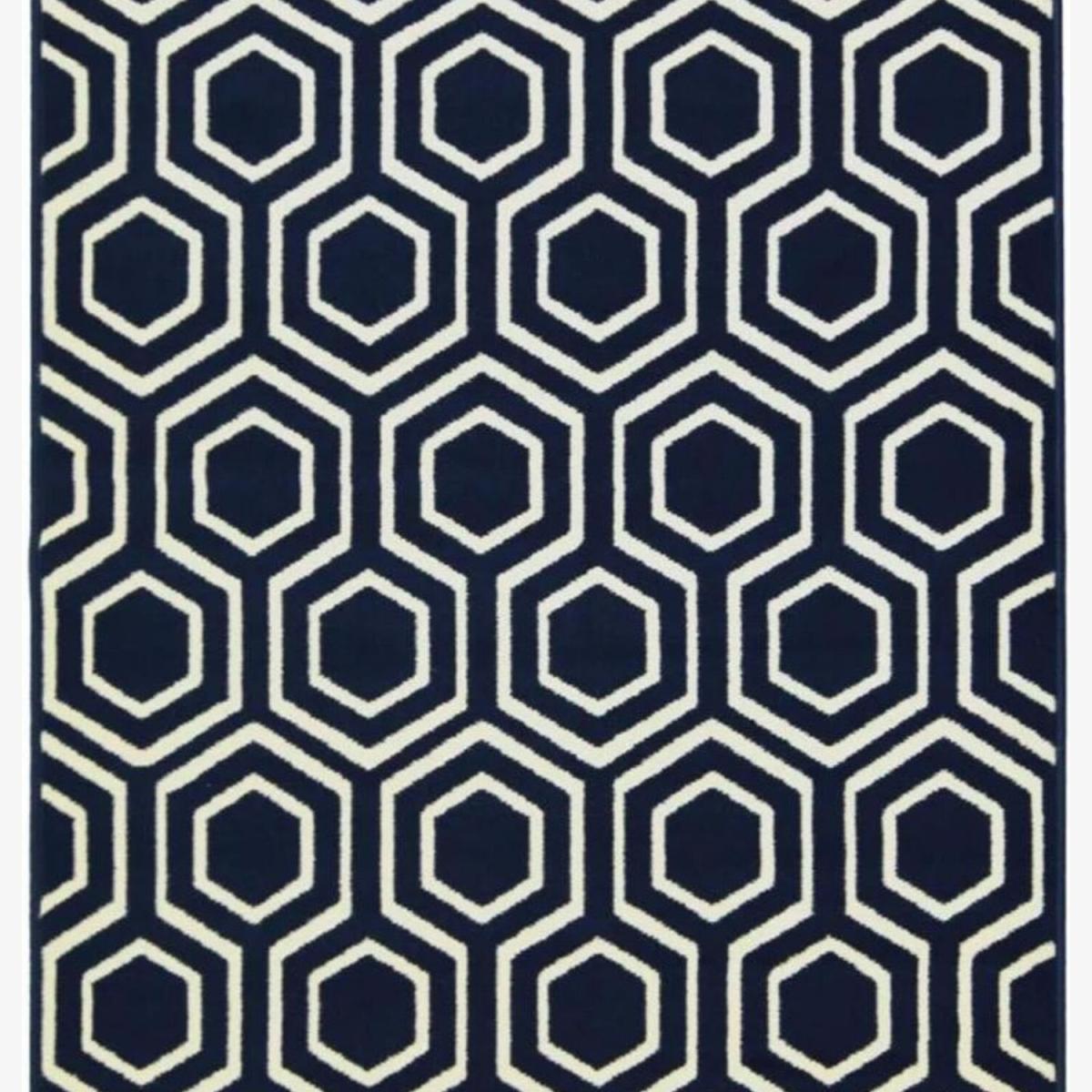 Maestro Collection Honeycomb Design in Navy 3035 X011 - Blue / 120cm